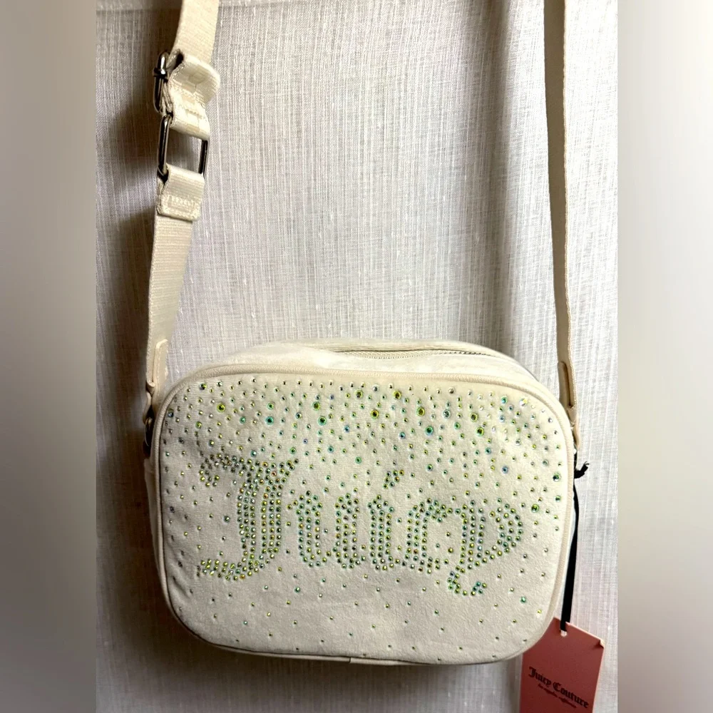 NEW Juicy Couture White Fuzzy Camera Crossbody Bag
